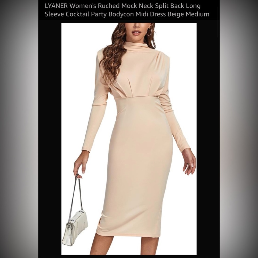 Elegant Cream Long Sleeve Dress